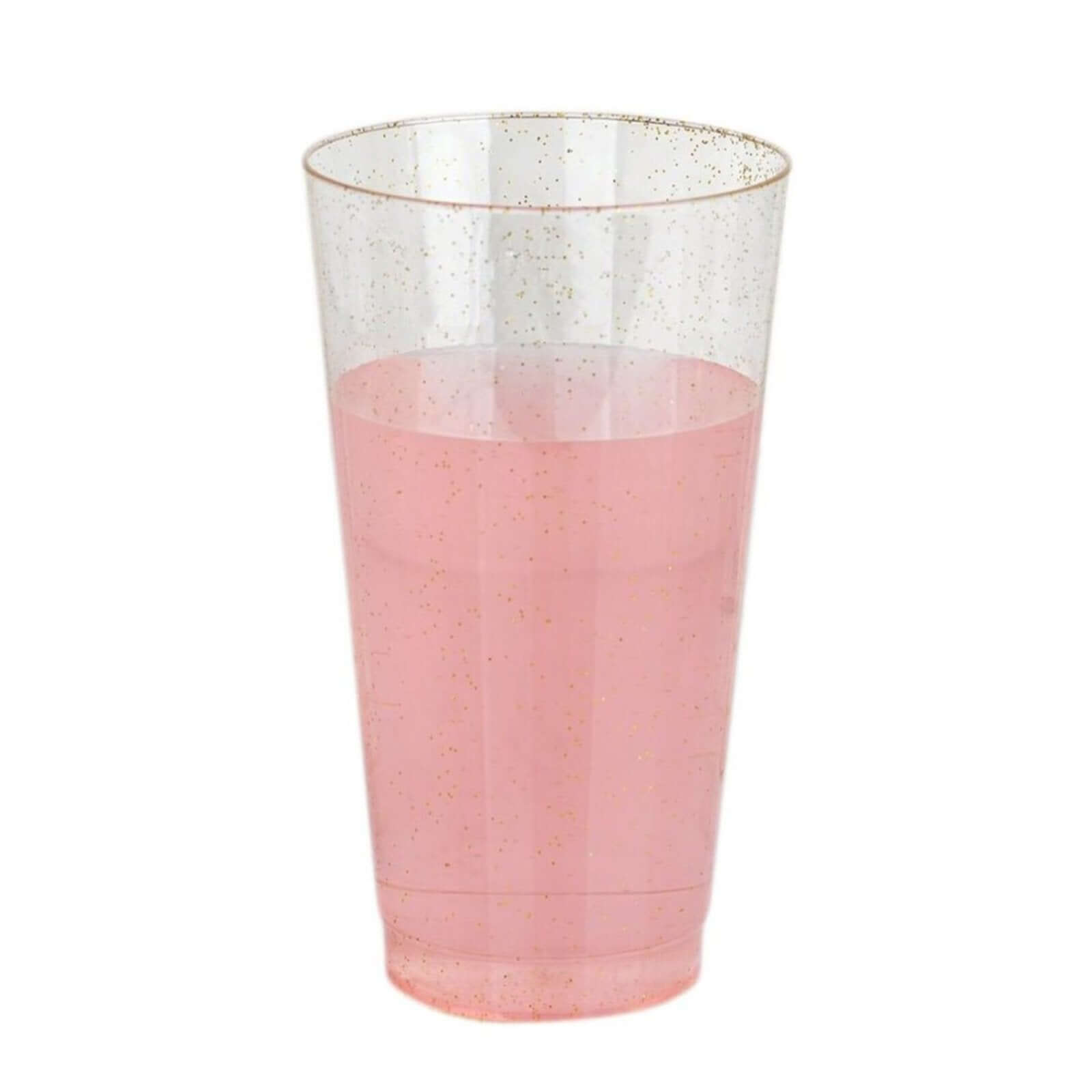 12-Pack Plastic Party Cups Clear Gold Glitter - Durable Disposable Tumblers for Drinks 17oz 5.5"