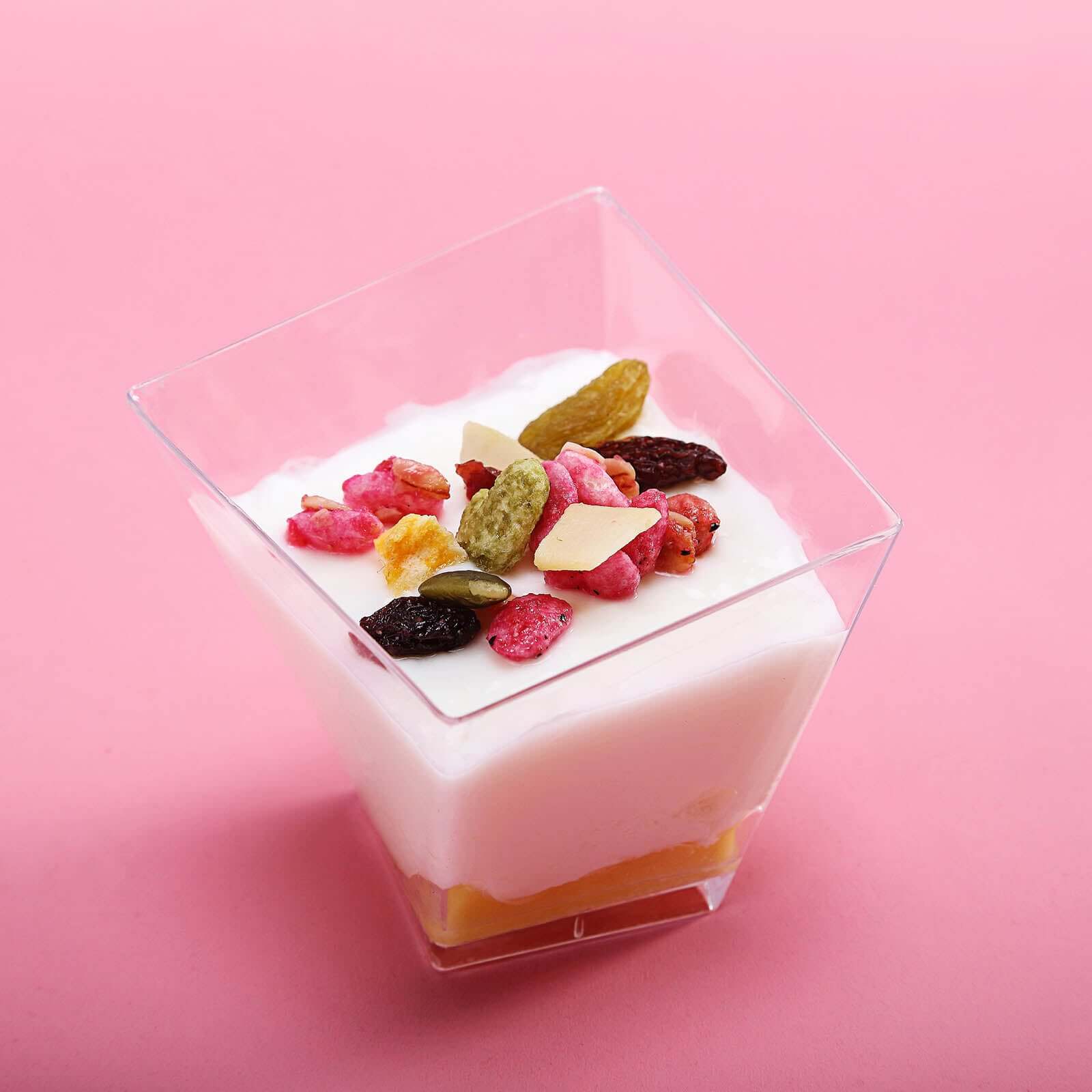 50-Pack Plastic Dessert Cups Square Twist Clear - Durable Disposable Sauce Cups for Parties 2oz