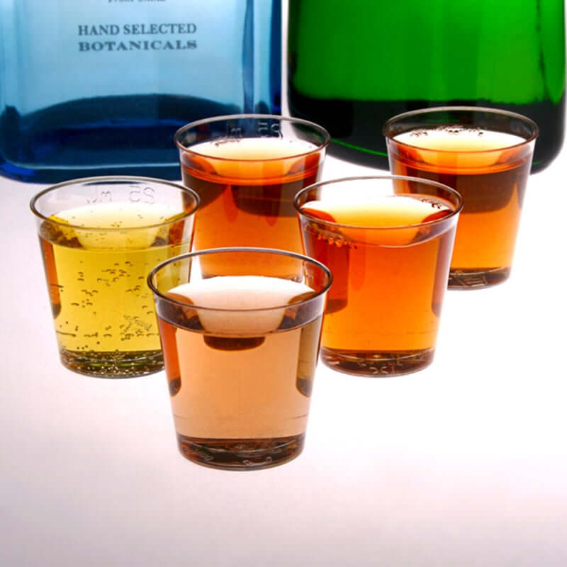 50-Pack Plastic Shot Glasses Clear - Reliable Disposable Drinkware for Shooters 2oz