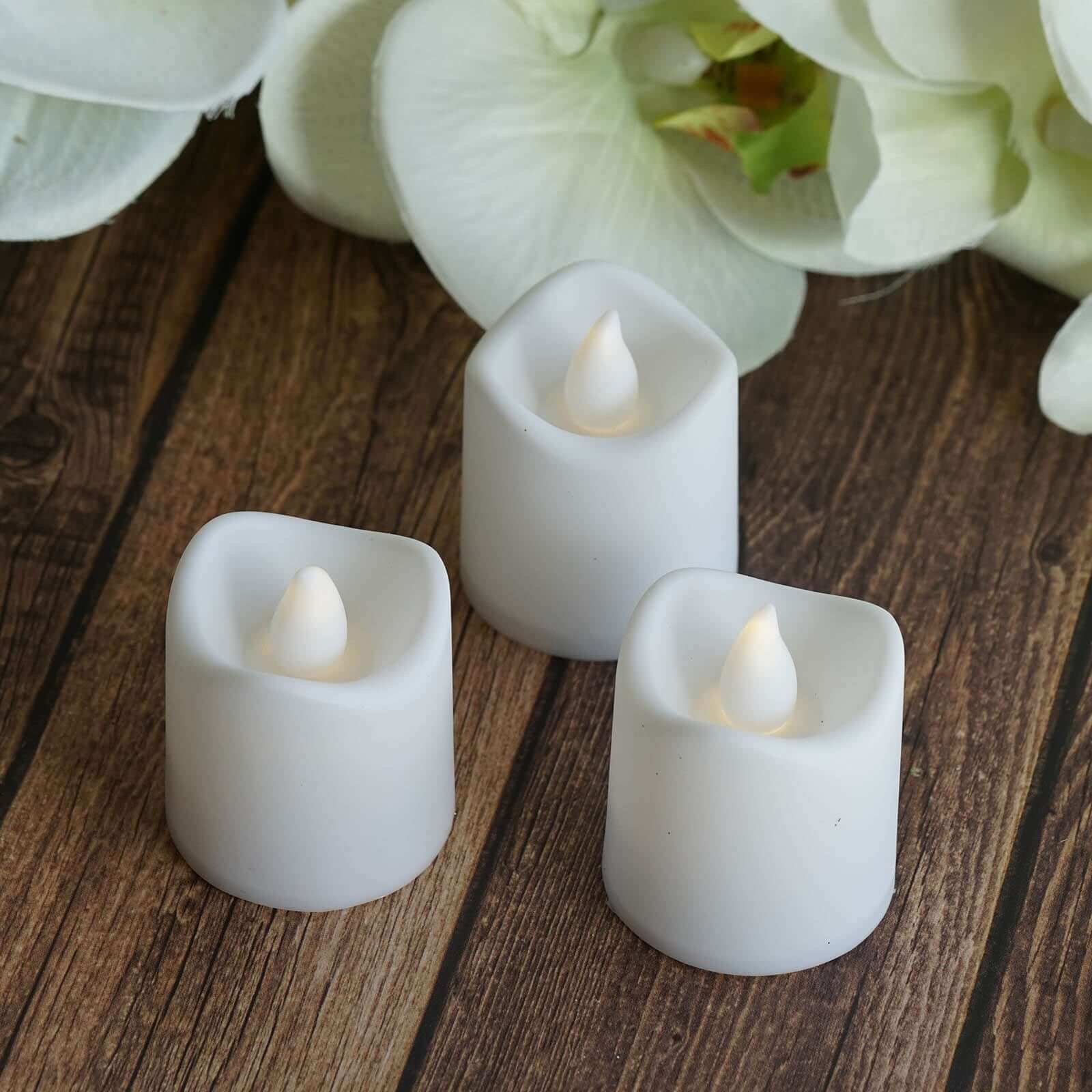12-Pack LED Tealight Candles Mini Votive White Design - Battery Operated Flameless Lighting