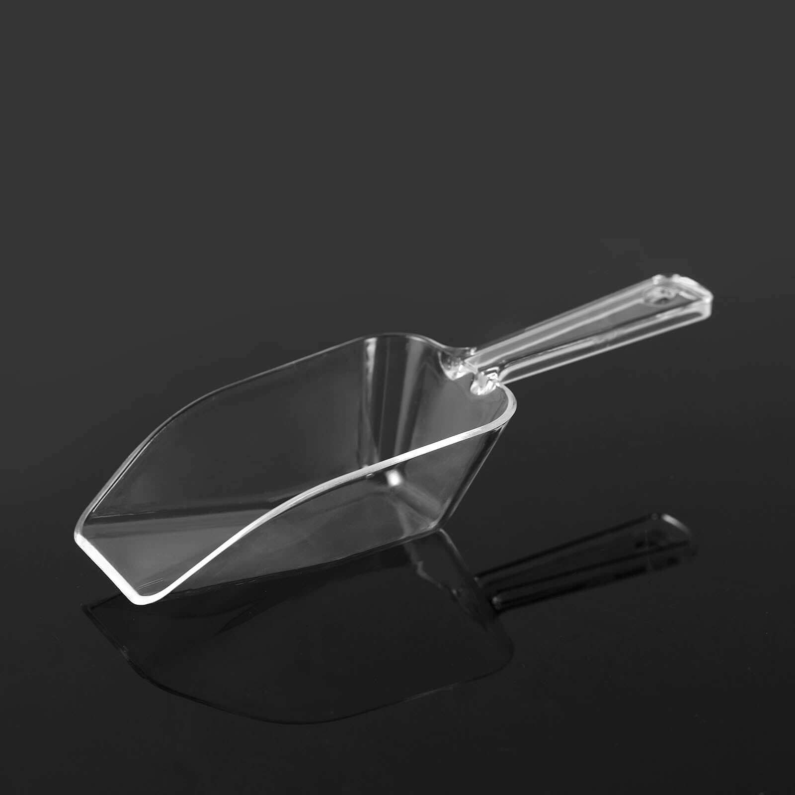 6-Pack Candy Scoops Kitchen Ice Scoop Design Clear - Plastic Disposable Supplies for Bar and Buffet Use 6"