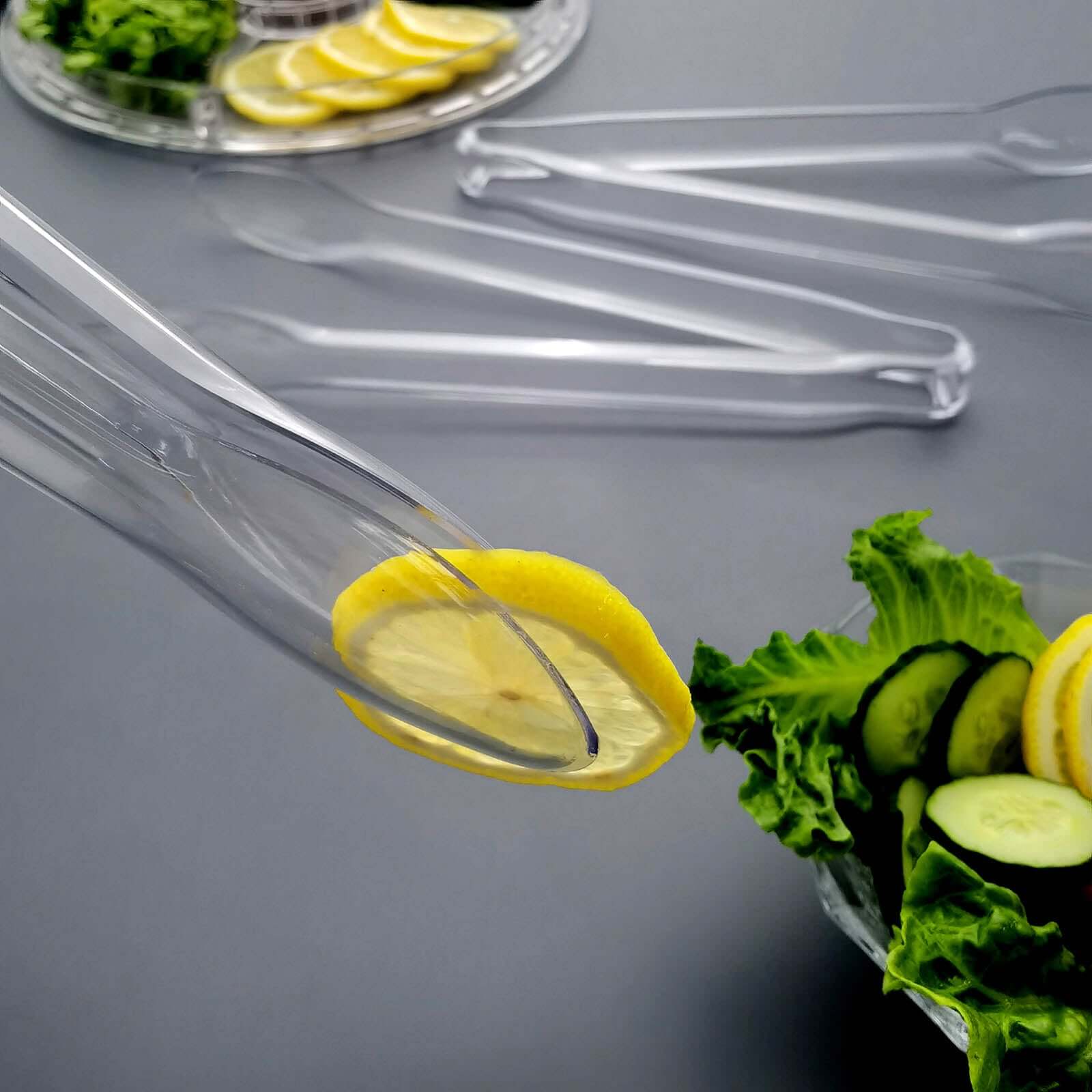 3-Pack Plastic Serving Tongs Clear - Durable Disposable Food Service Tongs for Salad Bars Dessert Tables Buffets12"