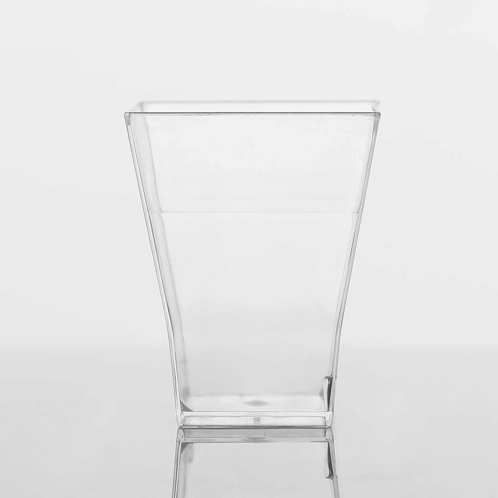 24-Pack Plastic Shot Glasses Clear Super Chic Square - Durable Disposable Glasses for Drinks 2oz