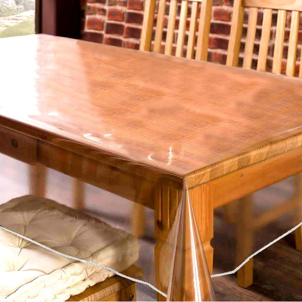 Vinyl Tablecloth Clear Eco-Friendly Rectangle - Reliable PVC Tablecloth 54"x72" 10 Mil Thick