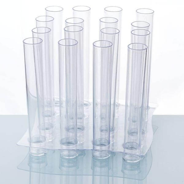 16-Pack Plastic Shot Glasses Clear Test Tube - Lightweight Disposable Glasses with Tray for Events 1oz