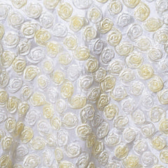 Satin 72"x72" Table Overlay Ivory - 3D Mini Rosette Tablecloth Topper