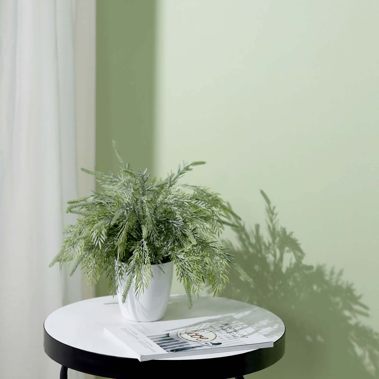 2 Bushes 15" Artificial Sagebrush Fern Stems, Indoor Faux Plants