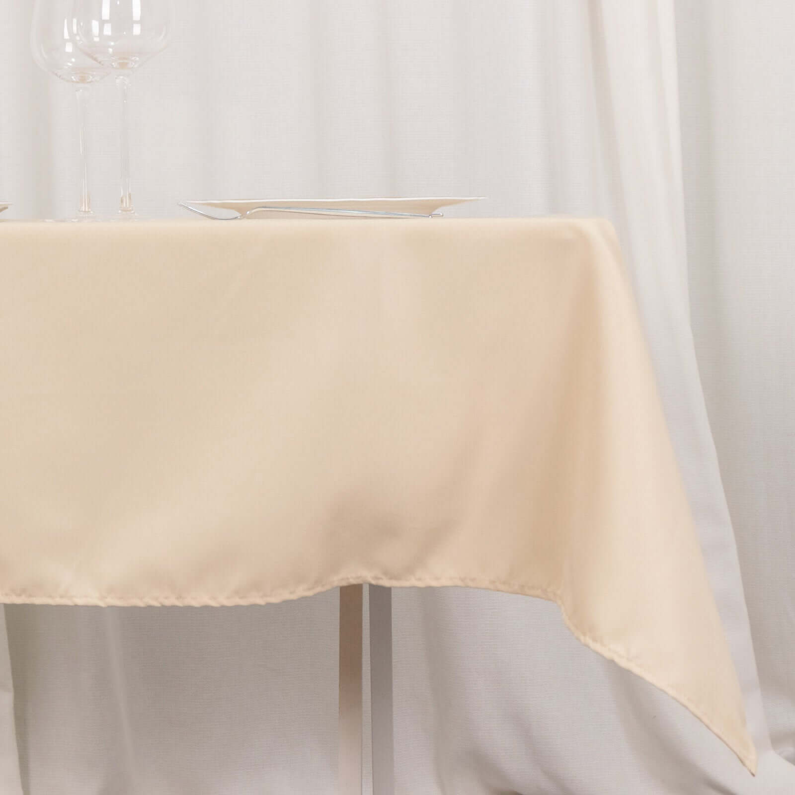 Premium Polyester 54"x54" Square Tablecloth Beige - Stain and Wrinkle-Resistant 220GSM Table Cover