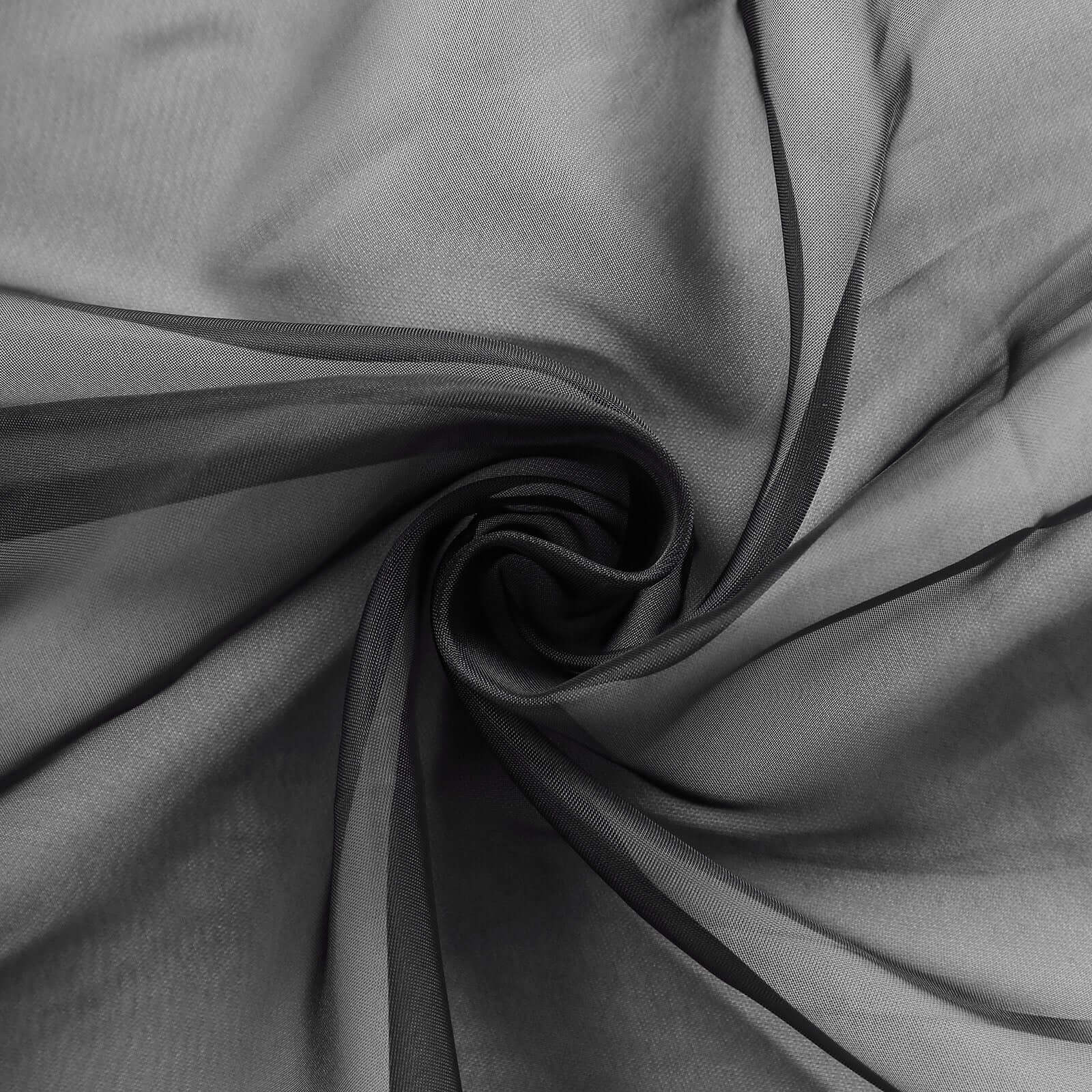 5 Pack Premium Chiffon Chair Sashes Black - Soft & Lightweight Designer Chair Bows for Stylish DIY Chair Accents 22"x78"