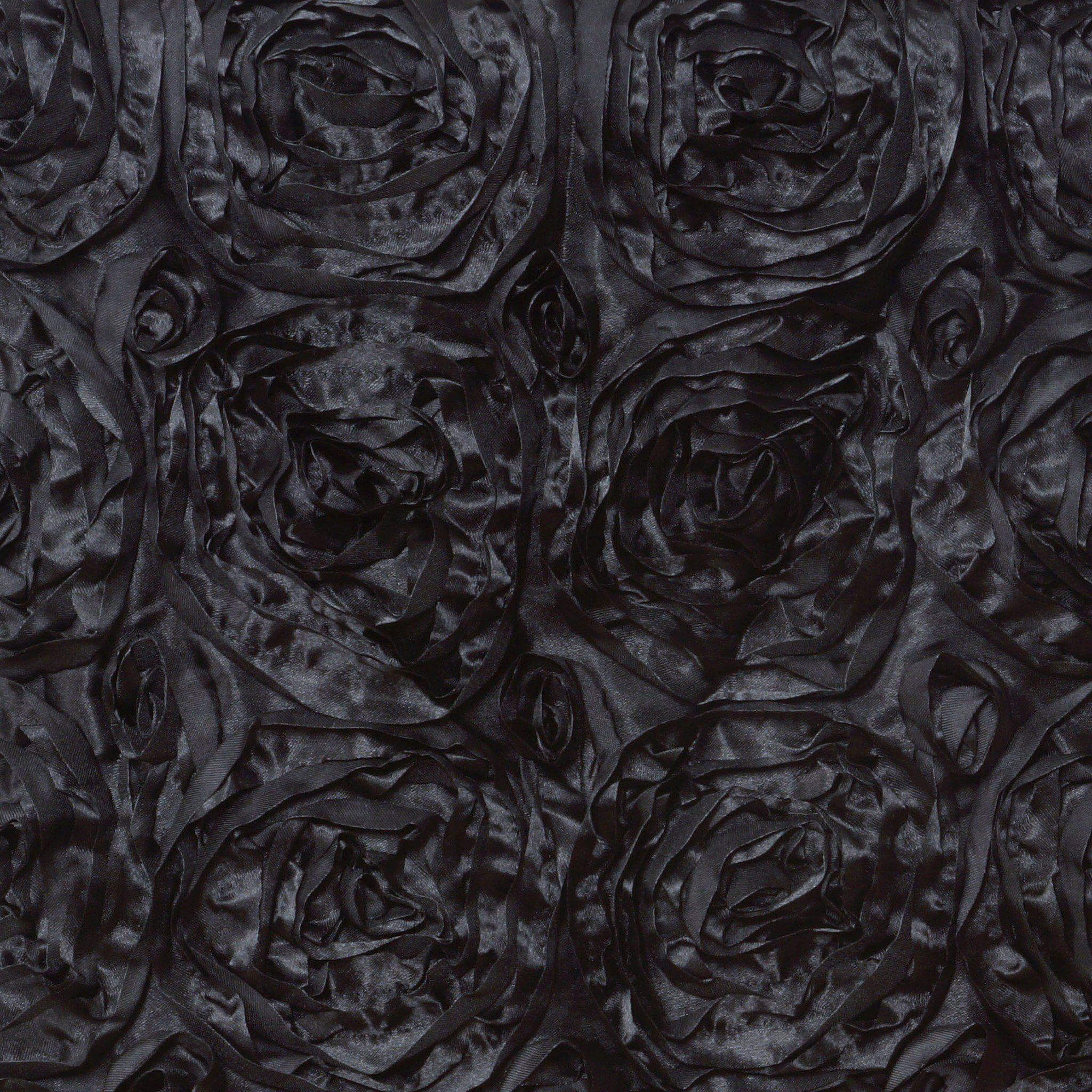 Satin 16" Chair Caps with Rosette Design for Chiavari Chairs Black - Exquisite Chair Back Cover for Weddings & Parties