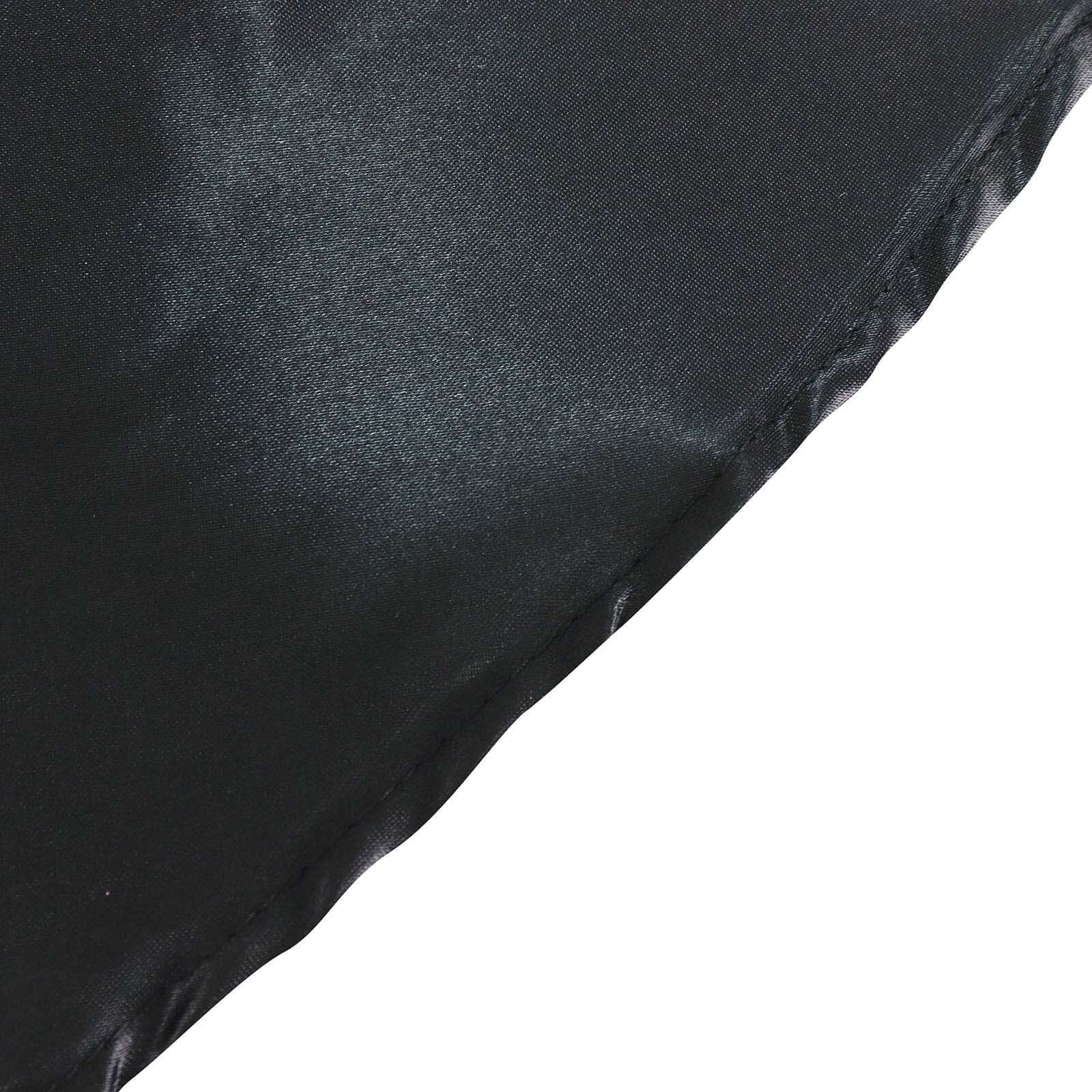 Satin 132" Round Tablecloth Black - Stylish Seamless Table Cover for Weddings & Events