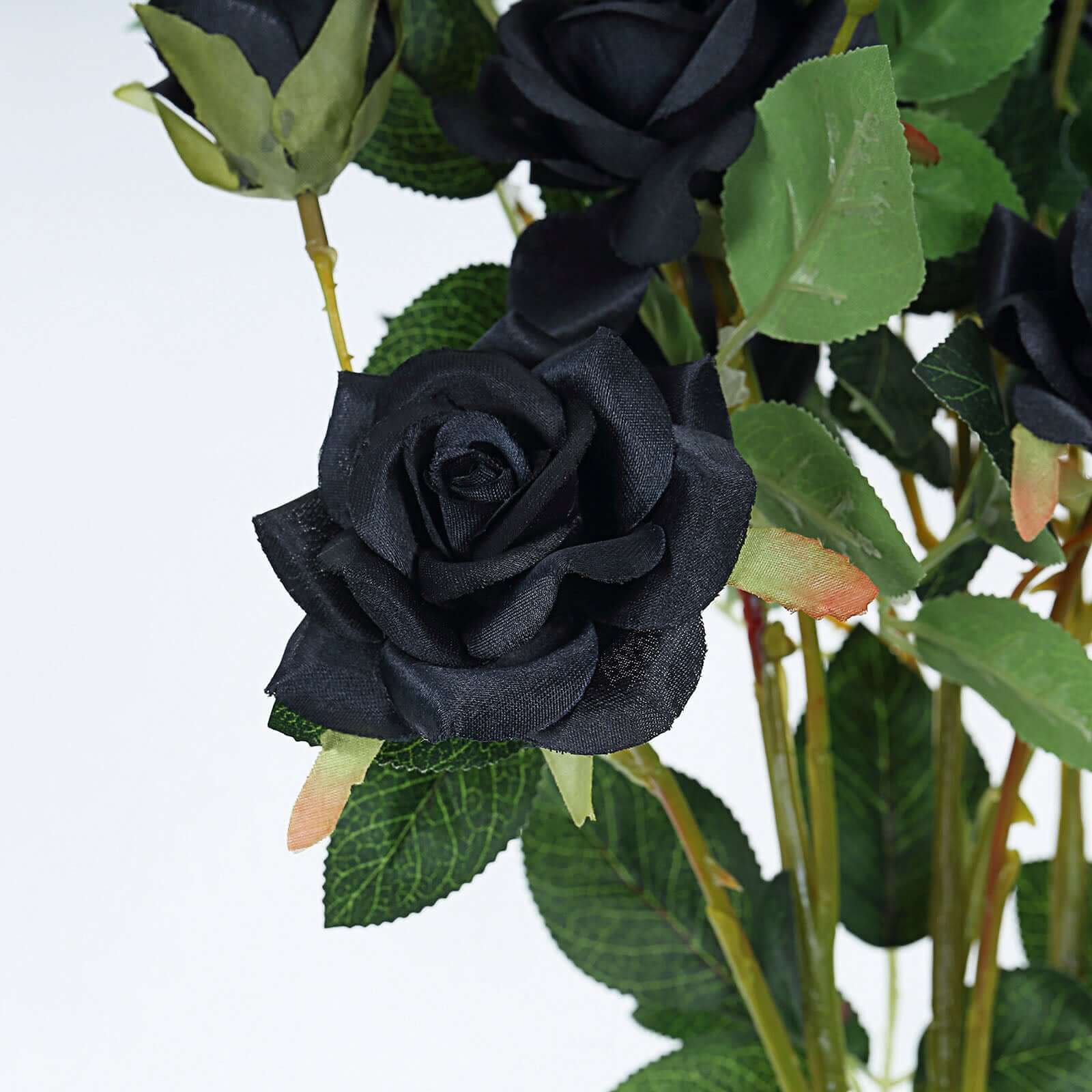 2 Stems 38" Tall Black Artificial Silk Rose Flower Bouquet Bushes