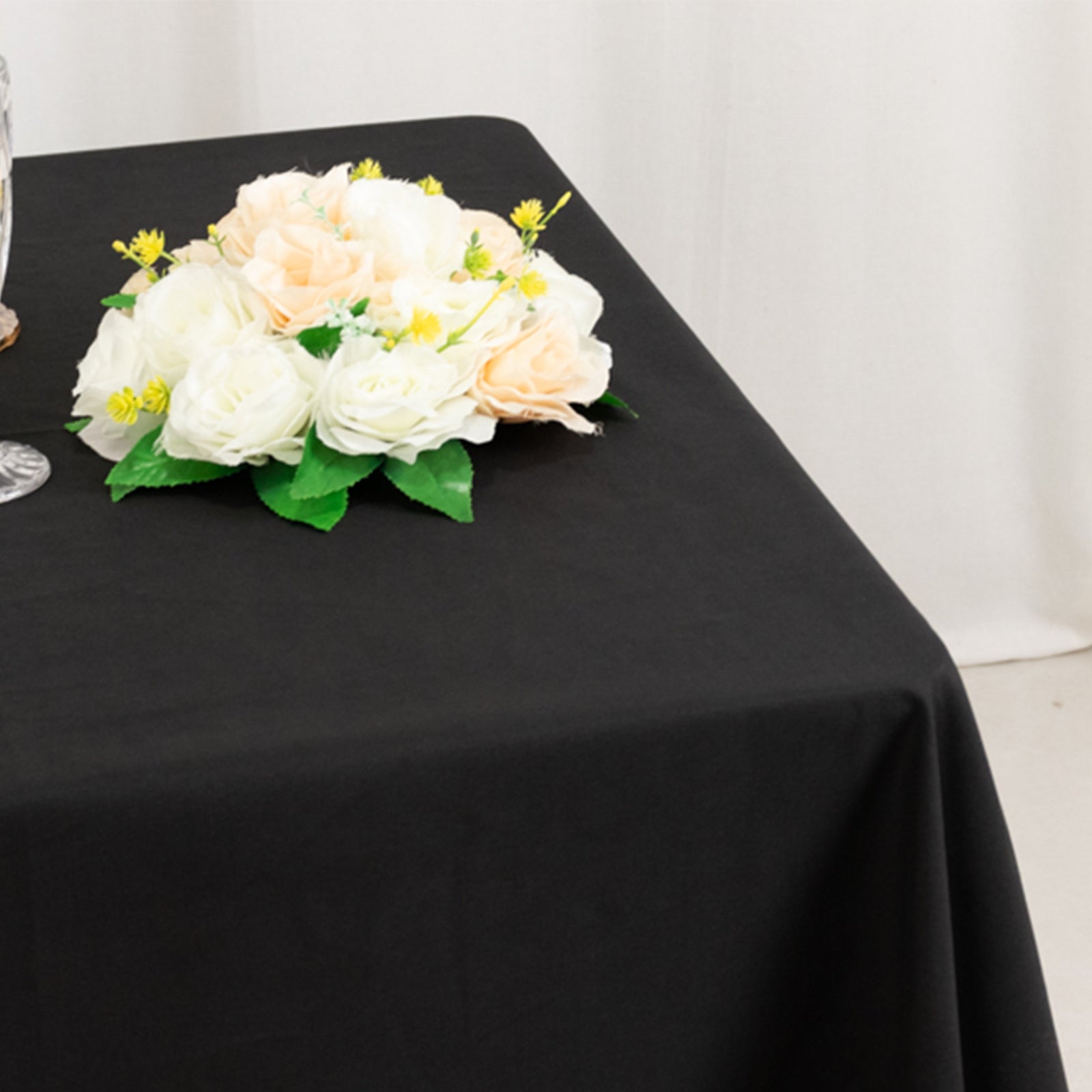 Cotton Blend 70"x70" Square Tablecloth Black - Wrinkle-Resistant Fabric Table Cover
