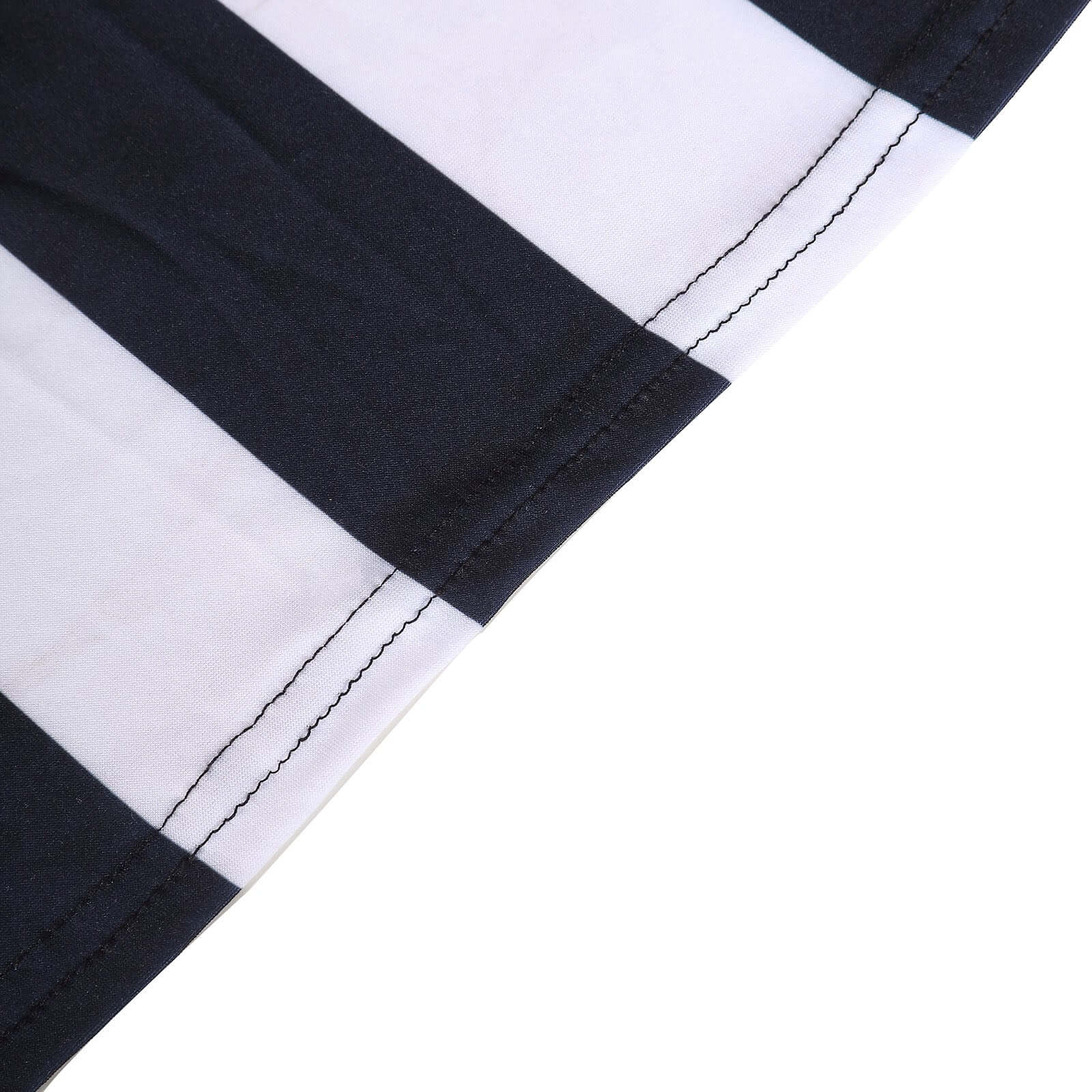 Spandex 32" Fitted Round Cocktail Table Cover Black/White Striped - Easy to Maintain Stretch Tablecloth