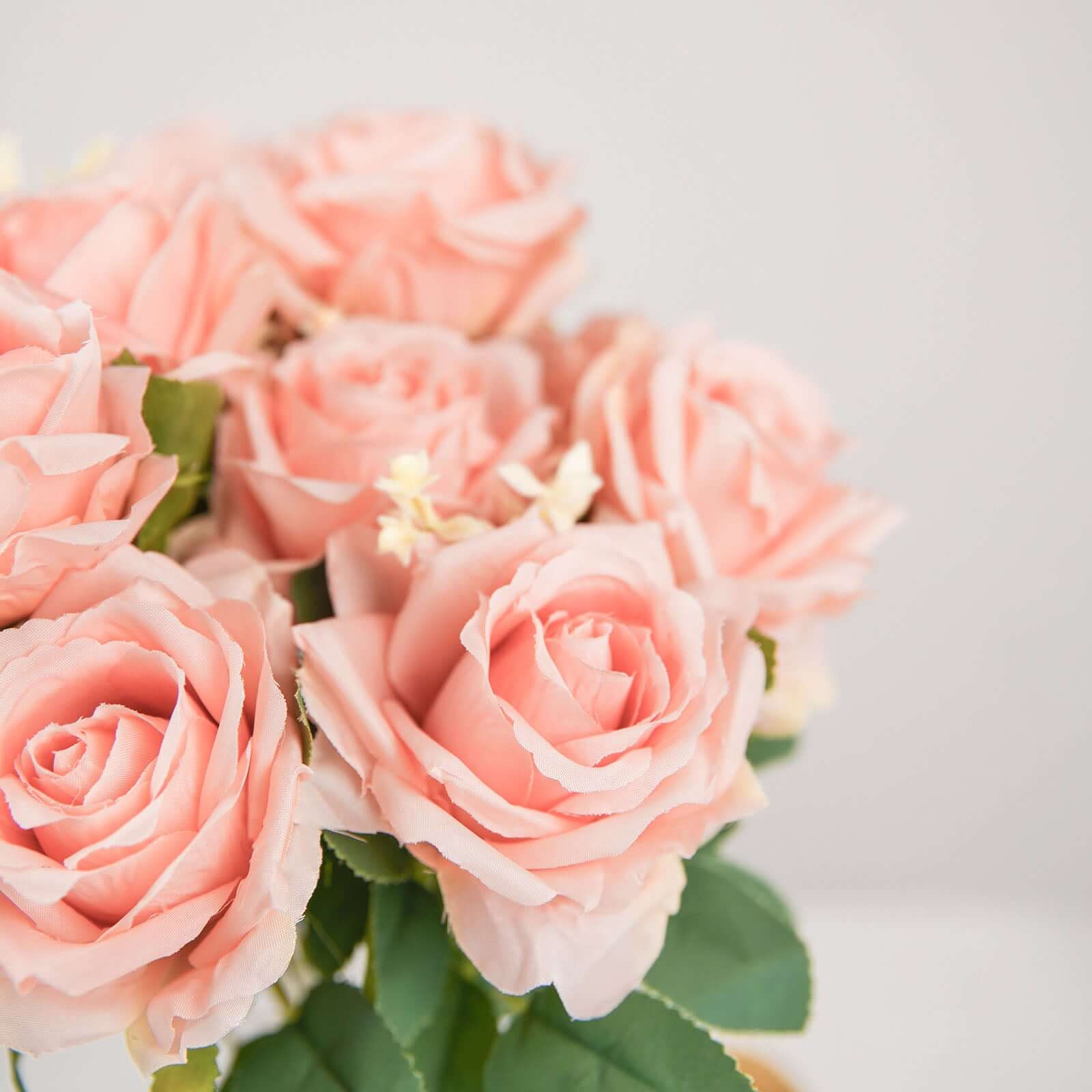 2 Bushes 18" Real Touch Blush Artificial Rose Flower Bouquet, Silk Long Stem Flower Arrangements