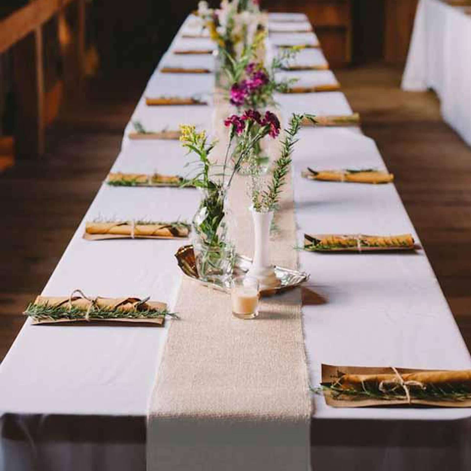 Burlap Jute 14"x108" Table Runner Blush - Rustic Boho Chic Tabletop Decor