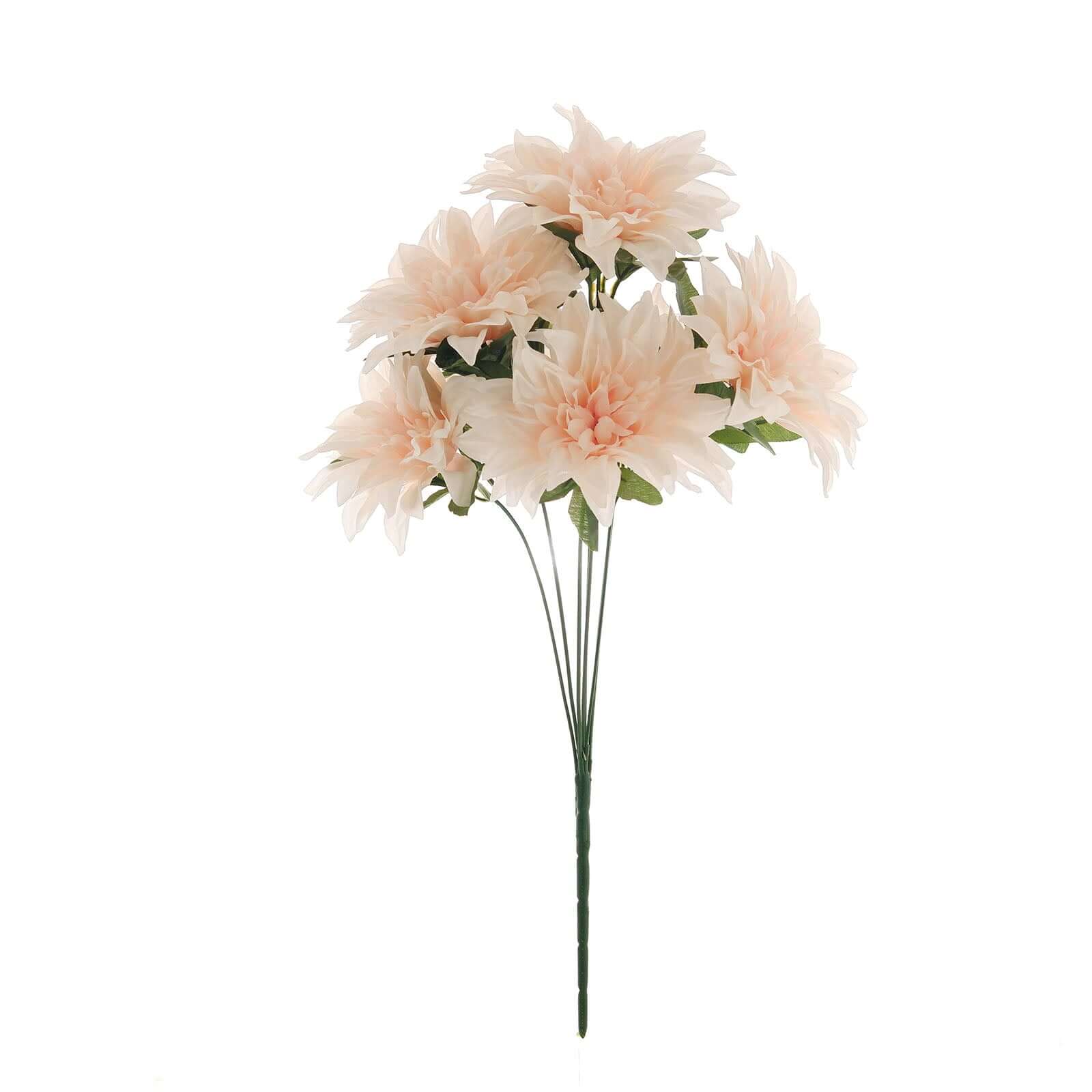 2 Bouquets 20" Blush Artificial Silk Dahlia Flower Bushes