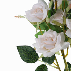 2 Stems 38" Tall Blush Artificial Silk Rose Flower Bouquet