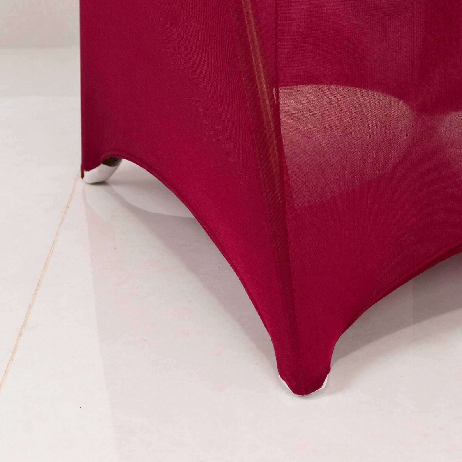 Spandex Chair Cover with Burgundy Rhinestone Buckled Sash Band Blush - Stretch Fitted Slipcover