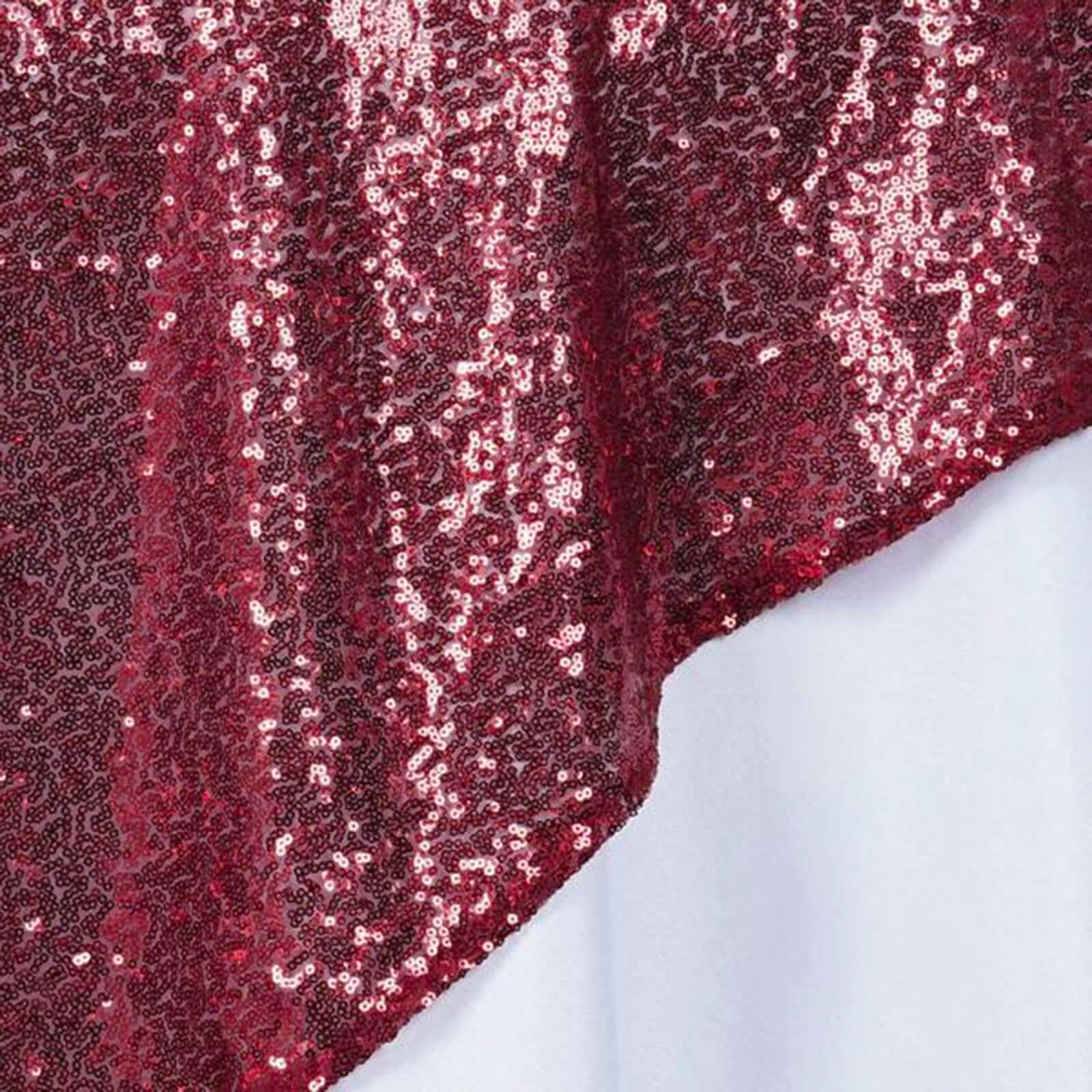 Sequin 60"x60" Table Overlay Square Tablecloth Burgundy - Luxe Wedding Table Topper