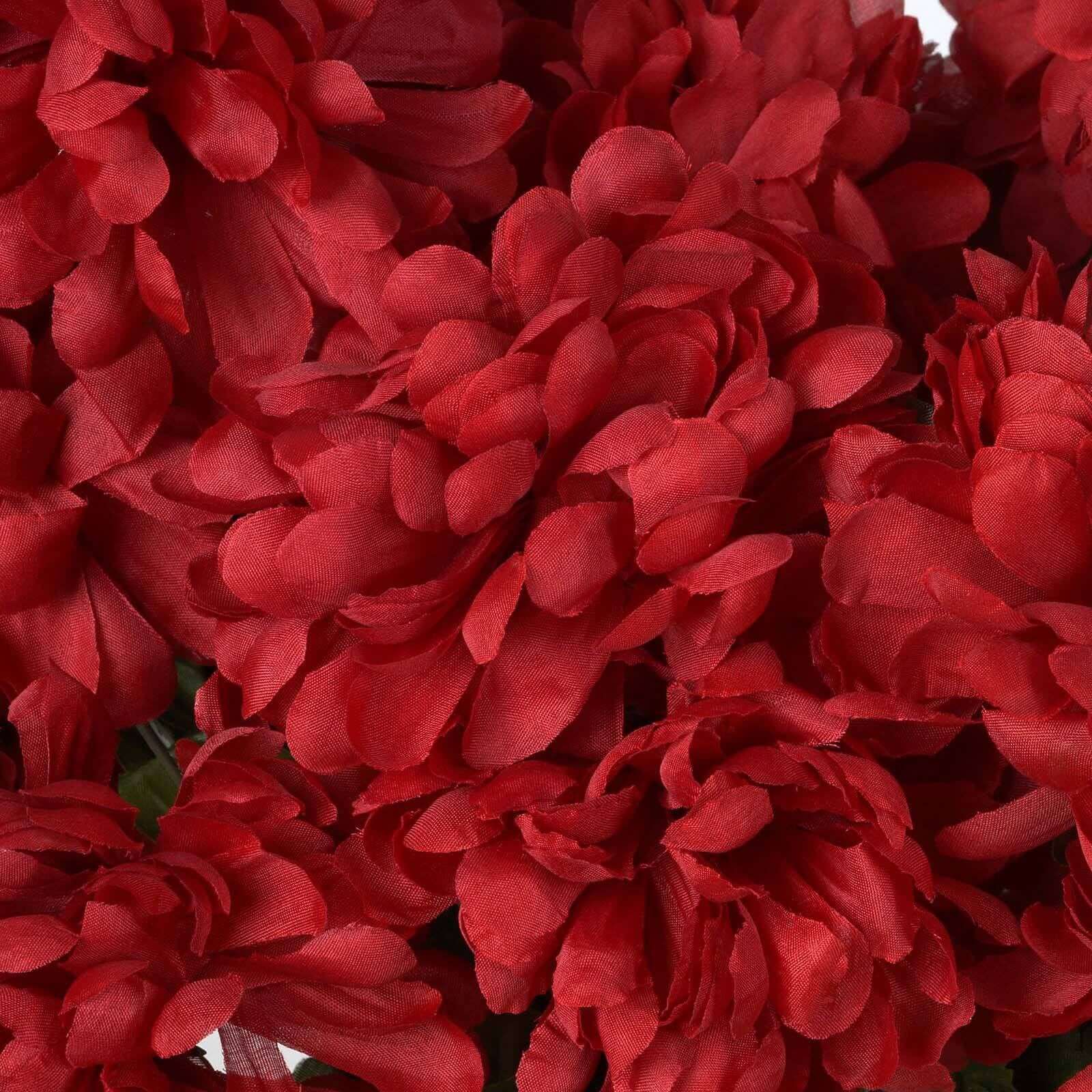 4 Bushes Burgundy Artificial Silk Chrysanthemums 56 Faux Flowers