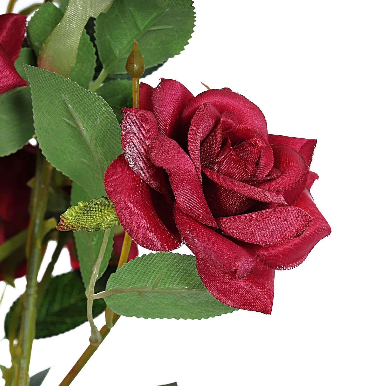 2 Stems 38" Tall Burgundy Artificial Silk Rose Flower Bouquet Bushes