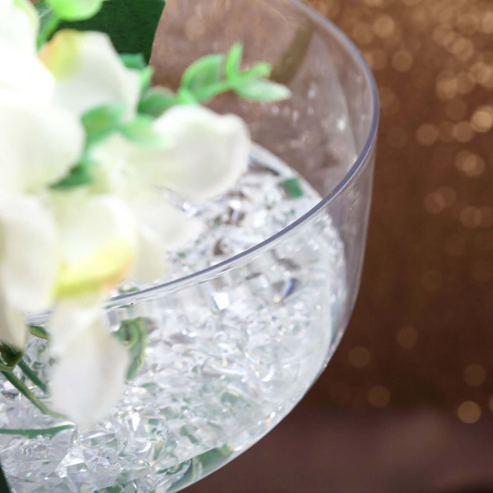 4-Pack Plastic Flower Vases Champagne Glass Design Clear - Fillable Long Stem Centerpieces for Events 18"