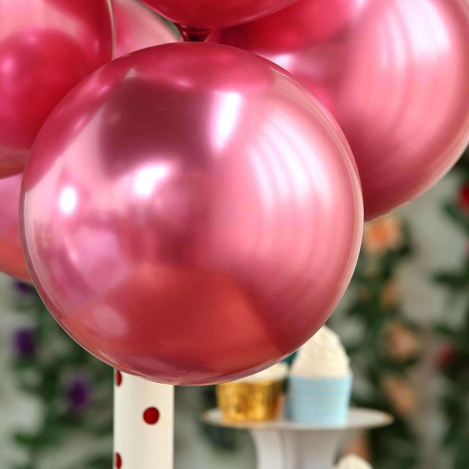 25 Pack 12" Metallic Chrome Pink Latex Helium or Air Party Balloons