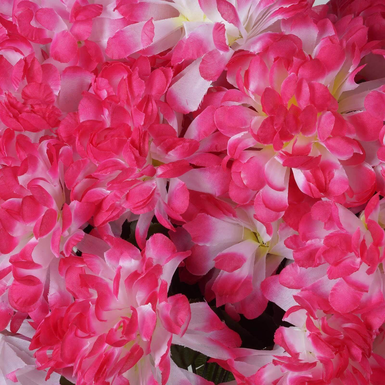 4 Bushes Fuchsia Artificial Silk Chrysanthemums 56 Faux Flowers - Clearance SALE
