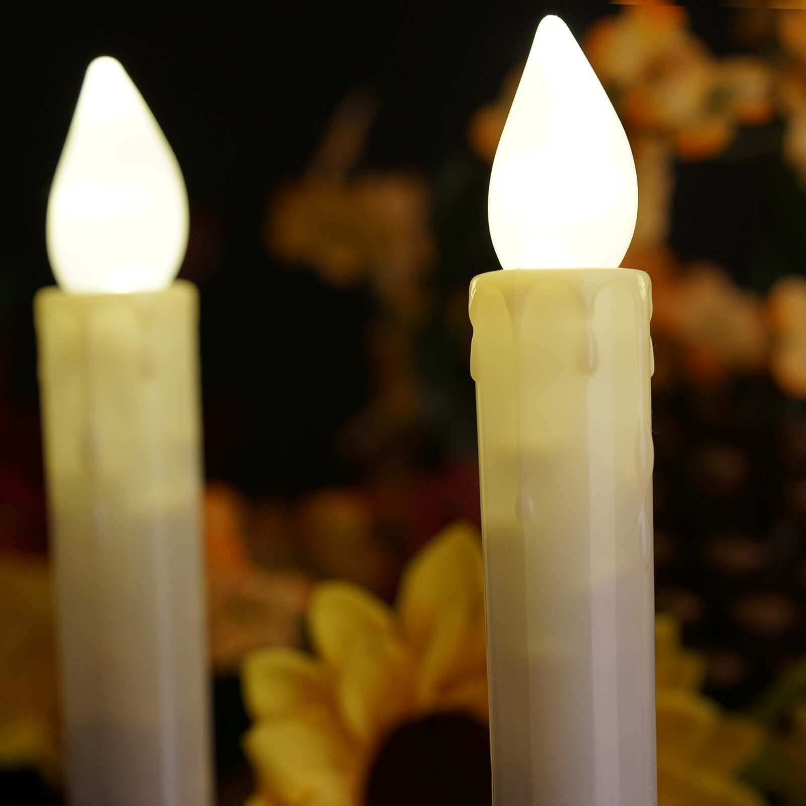 3-Pack LED Flameless Lighting Wax Drip Textured White - Battery Operated Taper Candles 9"