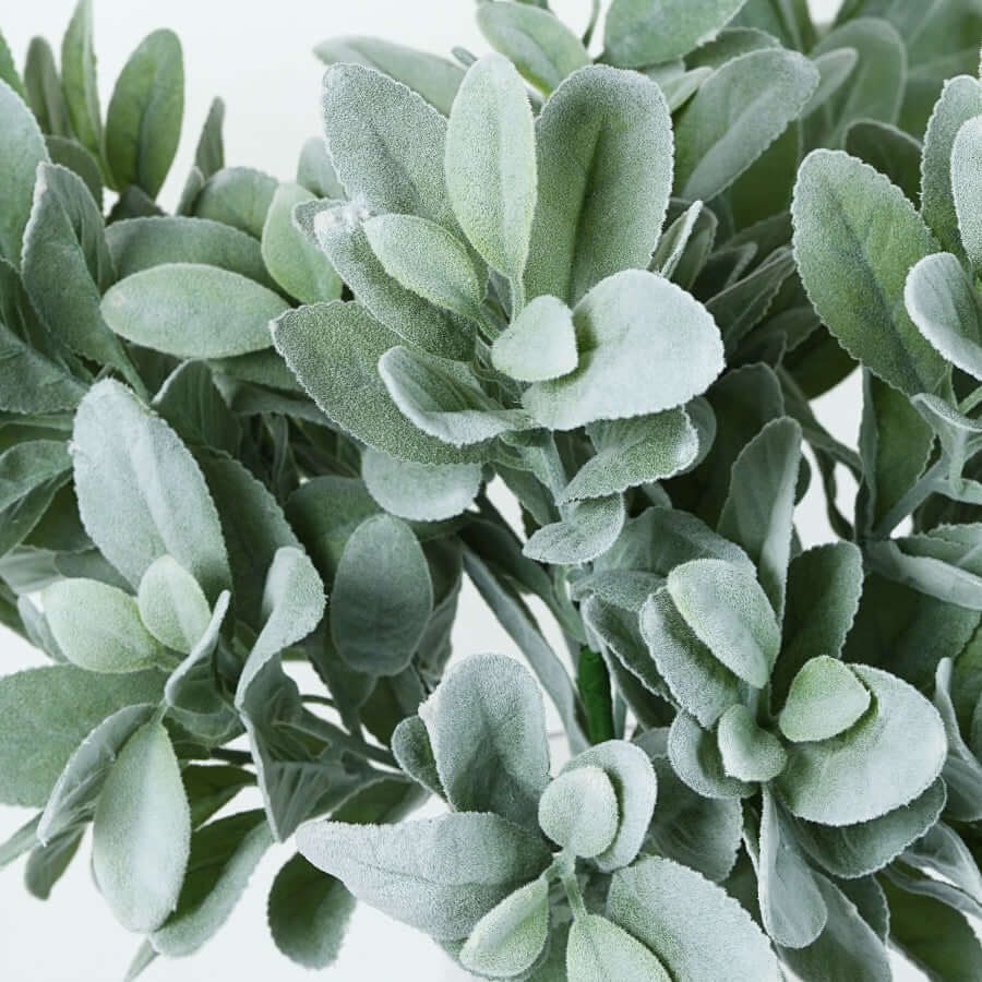 2 Stems 24" Tall Frosted Green Artificial Lambs Ear Leaf Indoor Plant