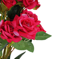 2 Stems 38" Tall Fuchsia Artificial Silk Rose Flower Bouquet Bushes