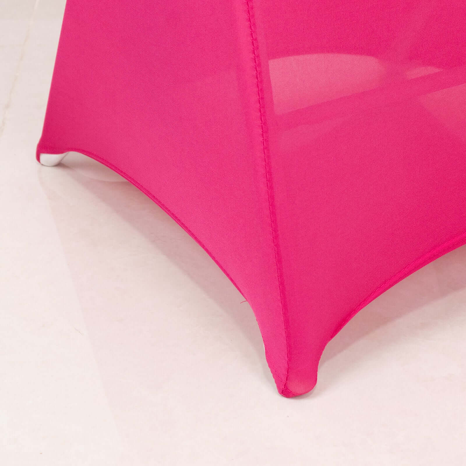 Stretch Spandex Chair Cover Fuchsia for Folding Chairs - Secure Fit Slipcover with Silver Rhinestone Buckled Sash Band