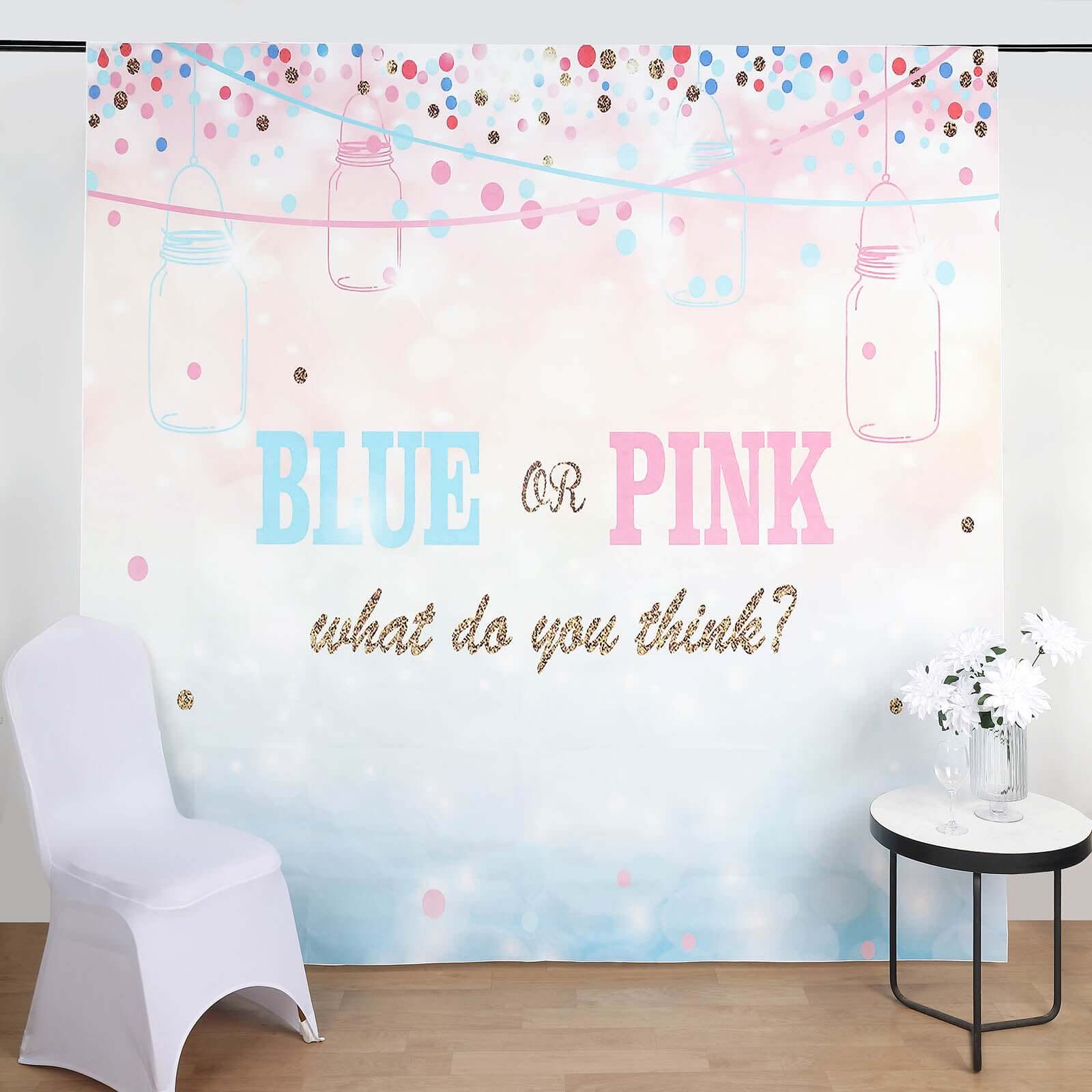 8ftx8ft Gender Reveal "Blue Or Pink" Vinyl Photo Shoot Backdrop