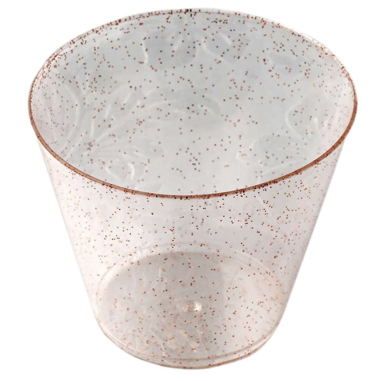 12-Pack Plastic Party Glasses Blush Glittered - Stylish Disposable Cups for Parties 9oz