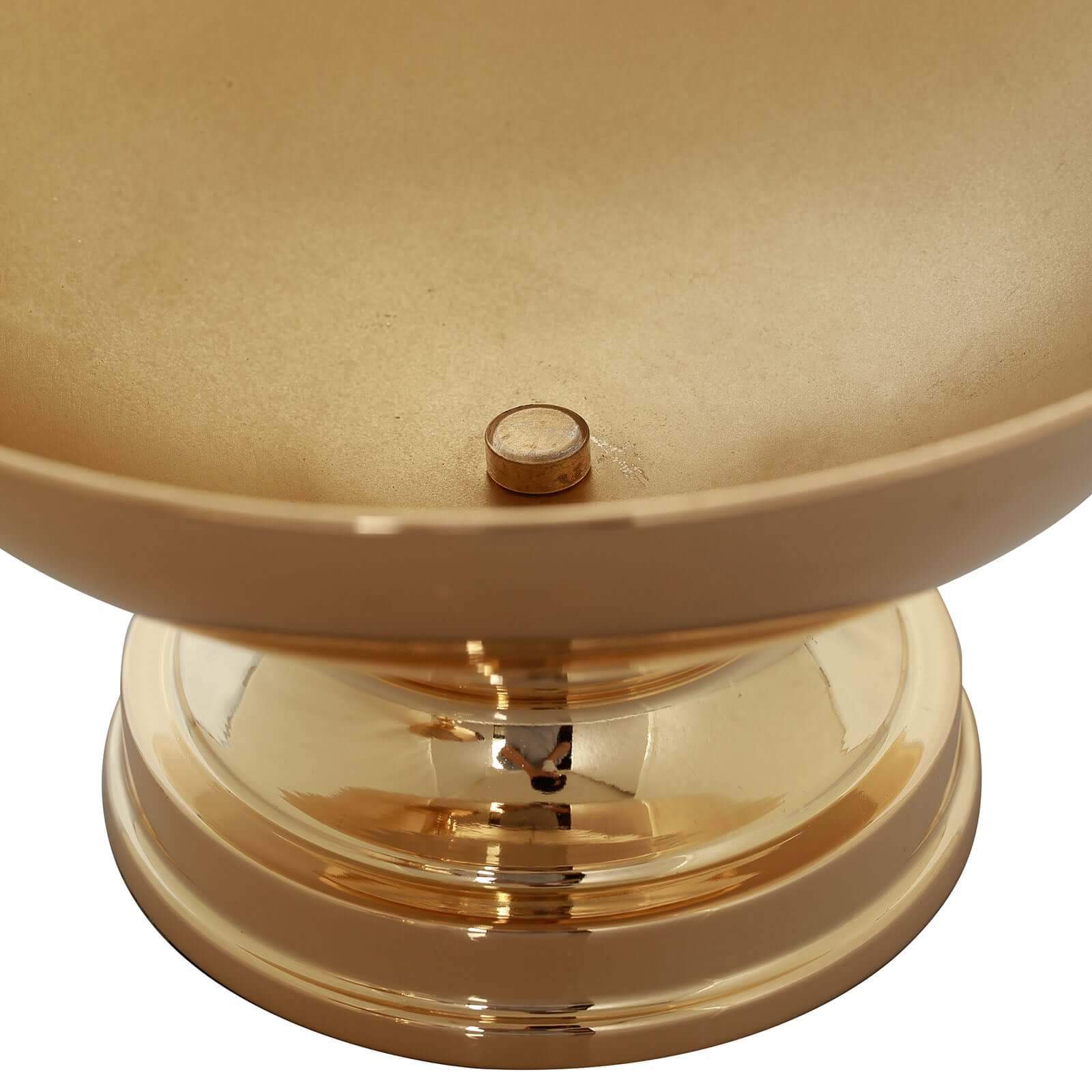 Metal Pedestal Flower Pot Round Design Gold - Floating Candle Bowl and Display Dish 12"