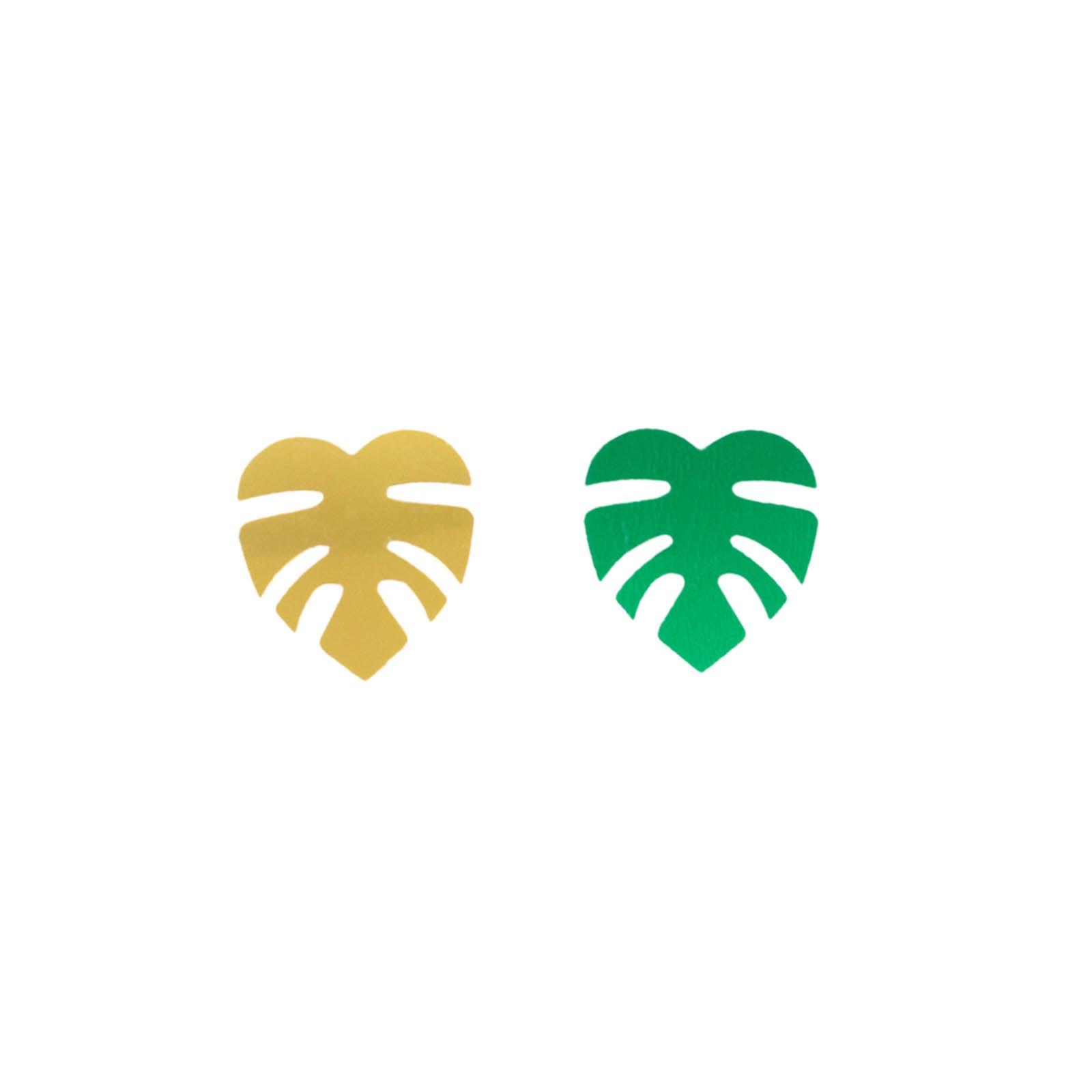 15G Bag Tropical Palm Leaf Table Confetti, Shiny Monstera Metallic Green and Gold Vibrant Eye-Catching Design