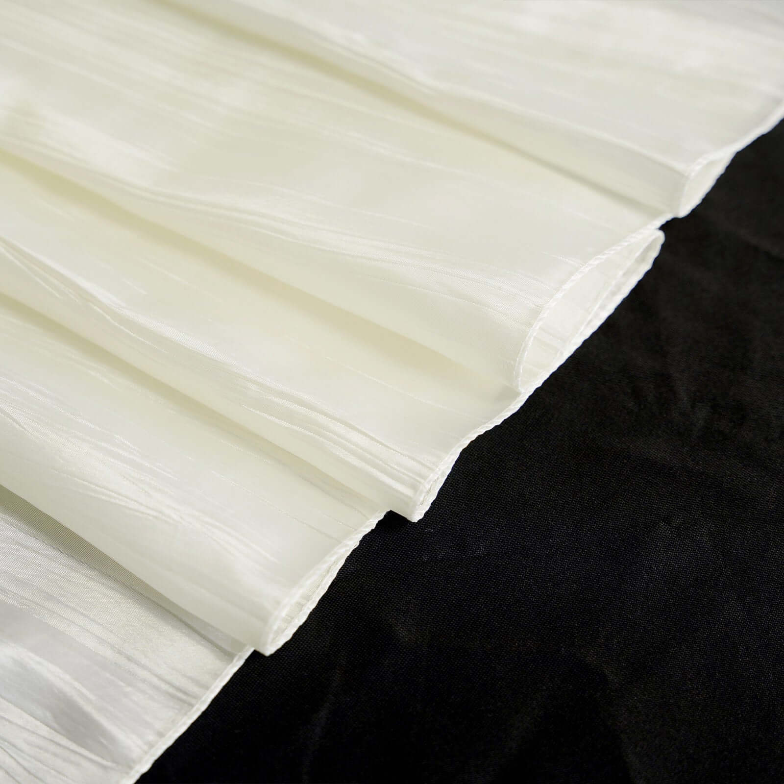 Taffeta 90"x90" Table Overlay Square Tablecloth Ivory - Accordion Crinkle Table Cover