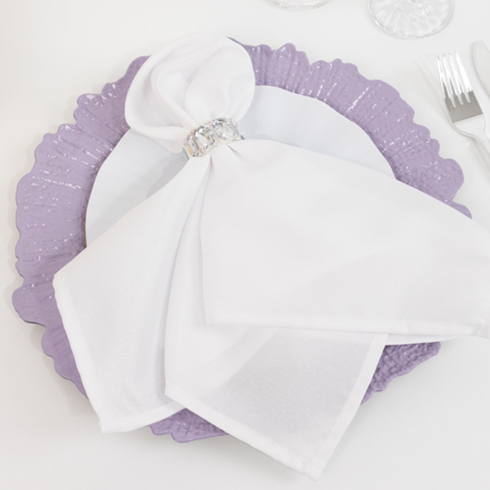 6-Pack Acrylic Plastic Round Charger Plates 13" in Lavender Lilac with Reef Design, Dinner Charger Tableware