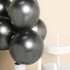 25 Pack 12" Metallic Chrome Charcoal Gray Latex Helium Air Balloons