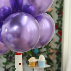 25 Pack 12" Metallic Chrome Purple Latex Helium Air Party Balloons