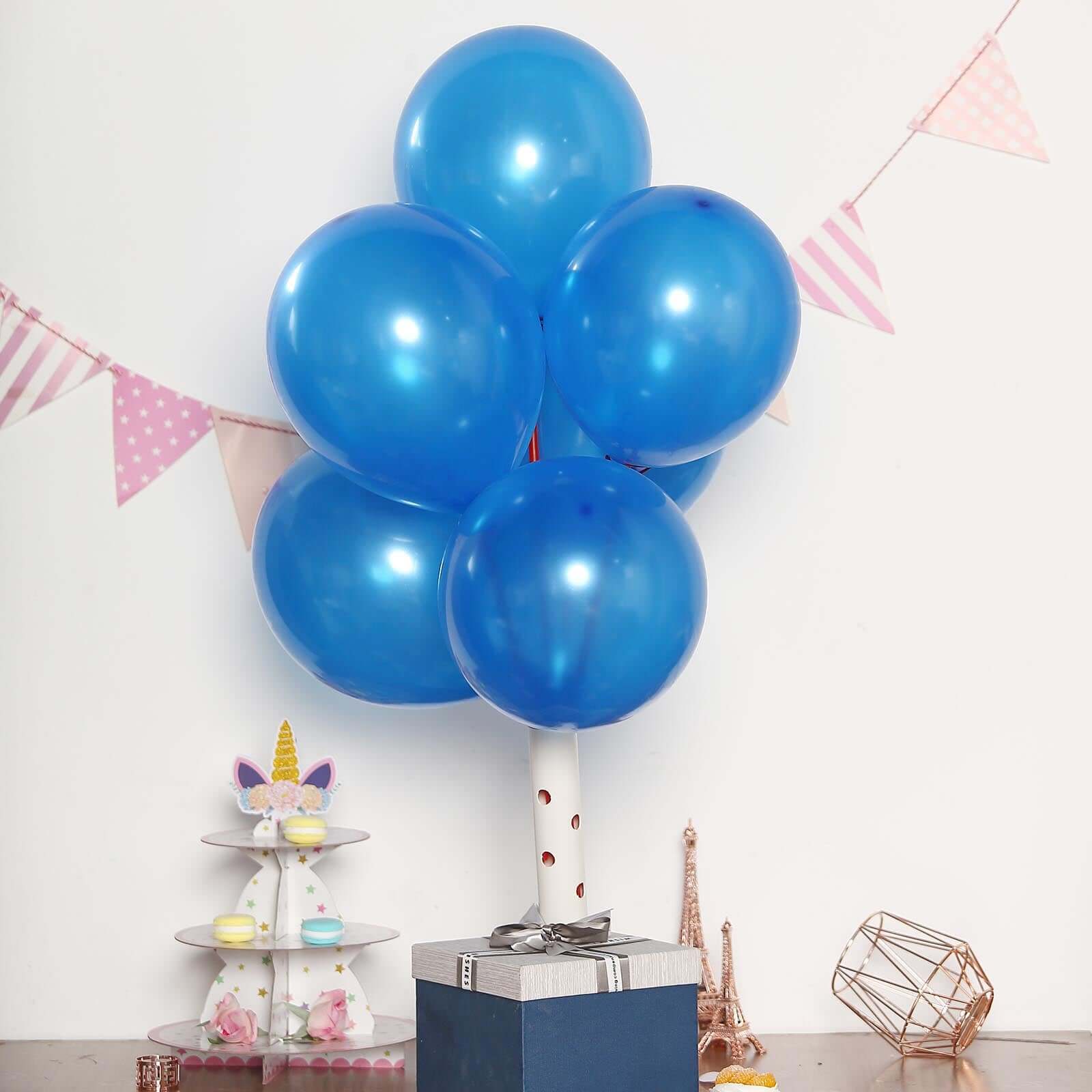 25 Pack 12" Shiny Pearl Royal Blue Latex Helium or Air Balloons