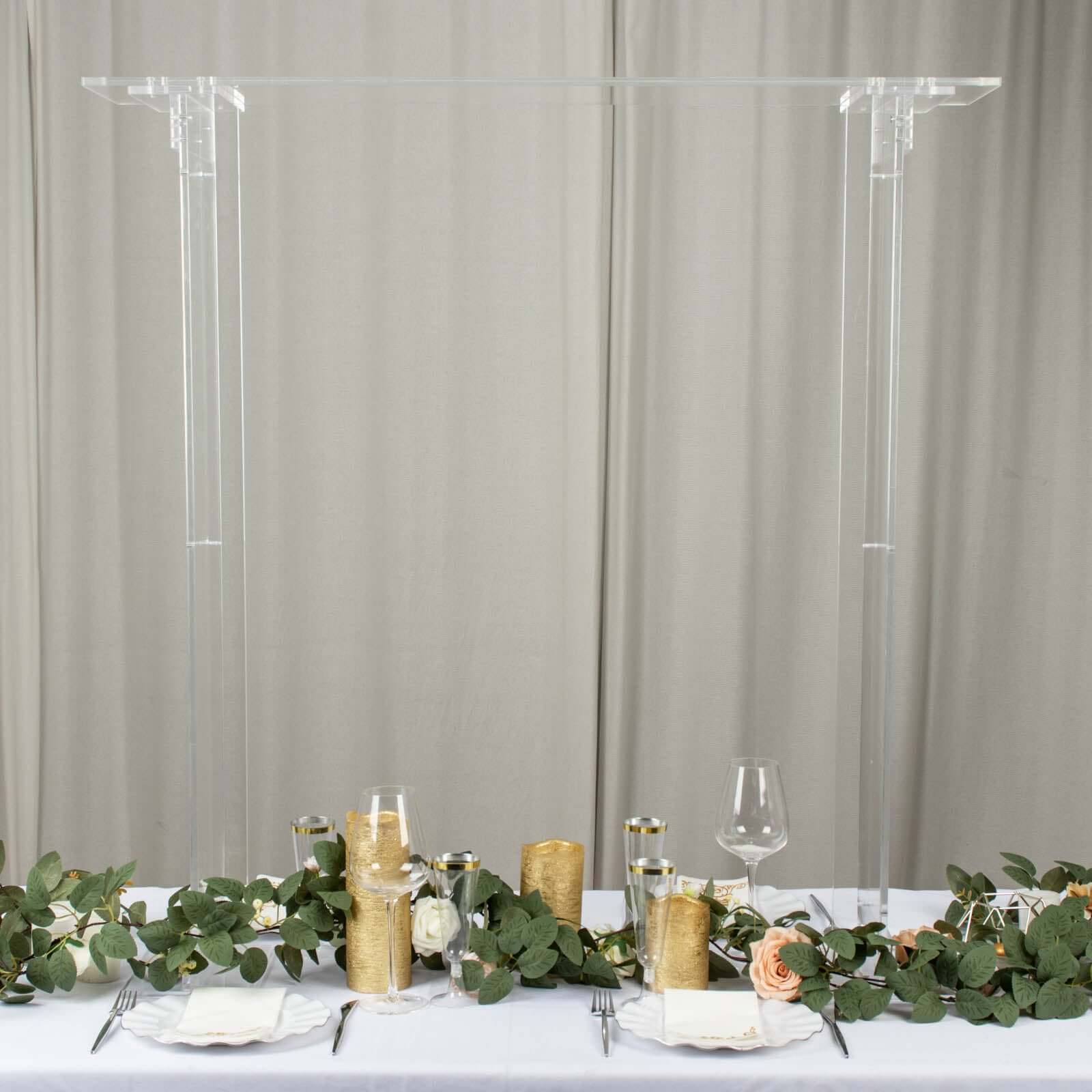 Acrylic Flower Stand Rectangular Design Clear - Decorative Floral Frame Table Centerpiece for Events 40"