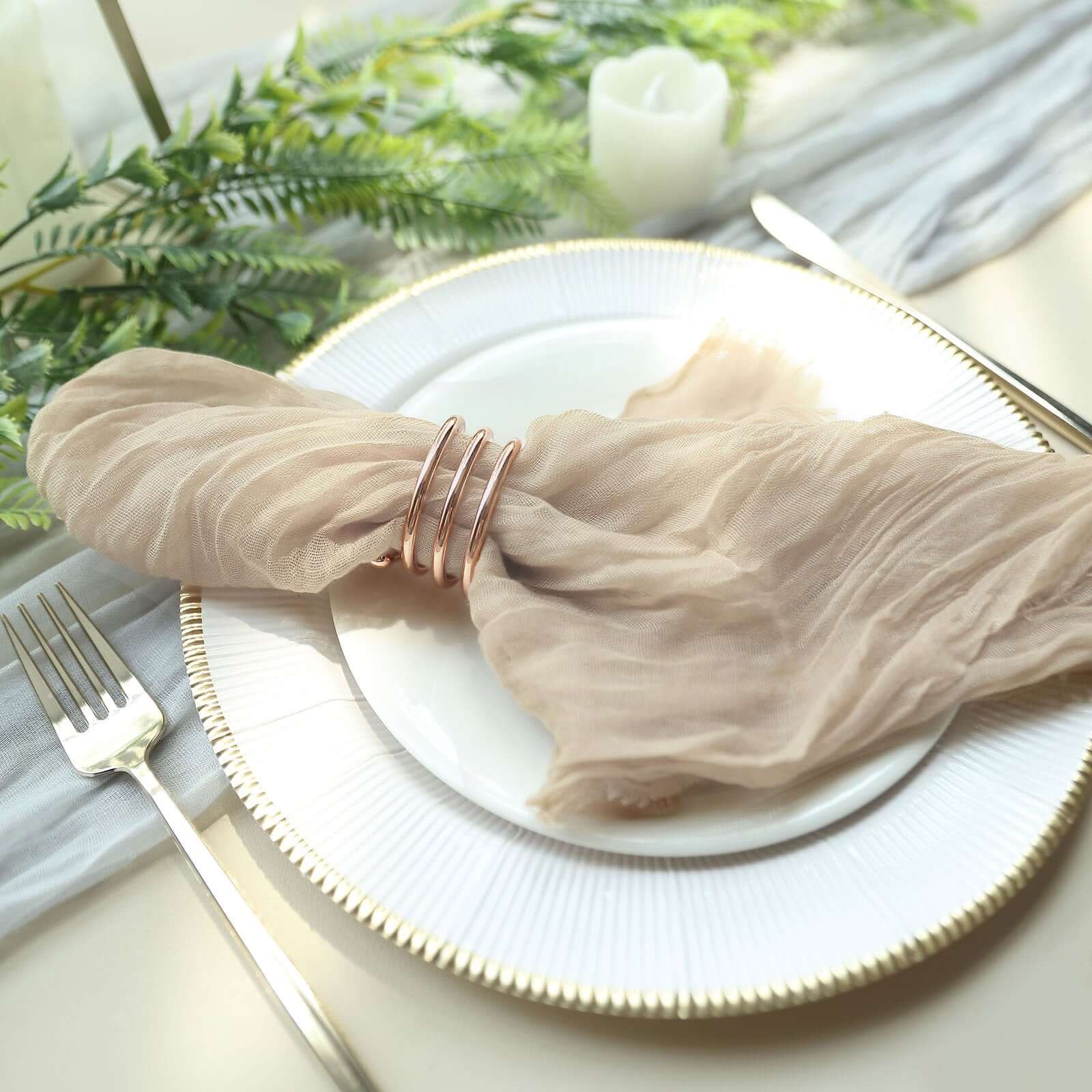 5 Pack Gauze Cheesecloth 24"x19" Napkins Beige Reusable Dinner Napkins