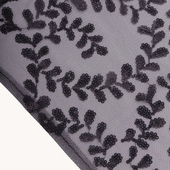 Sequin Tulle 20"x20" Napkin Black - Embroidered Leaf Vine Dinner Napkins