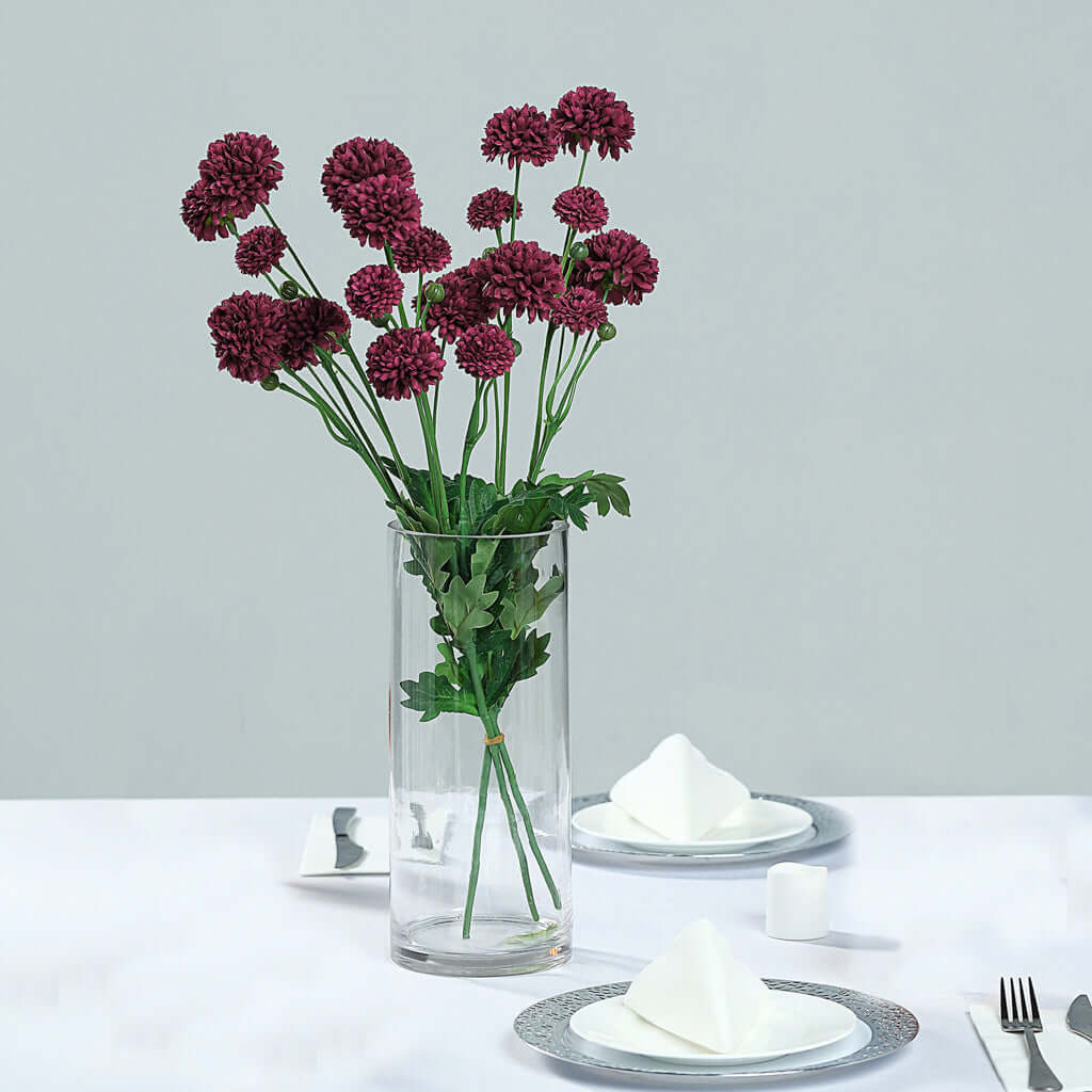 2 Bushes | 33" Burgundy Artificial Chrysanthemum Mum Flower Bouquets