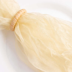 5 Pack Crinkled Organza 21"x21" Napkins Champagne - Rustic Style Dinner & Party Napkins