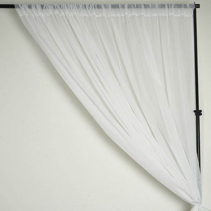 2 Pack White Sheer Chiffon Event Curtain Drapes, Durable Flame Resistant Premium Organza Backdrop Event Panels With Rod Pockets - 10ftx10ft