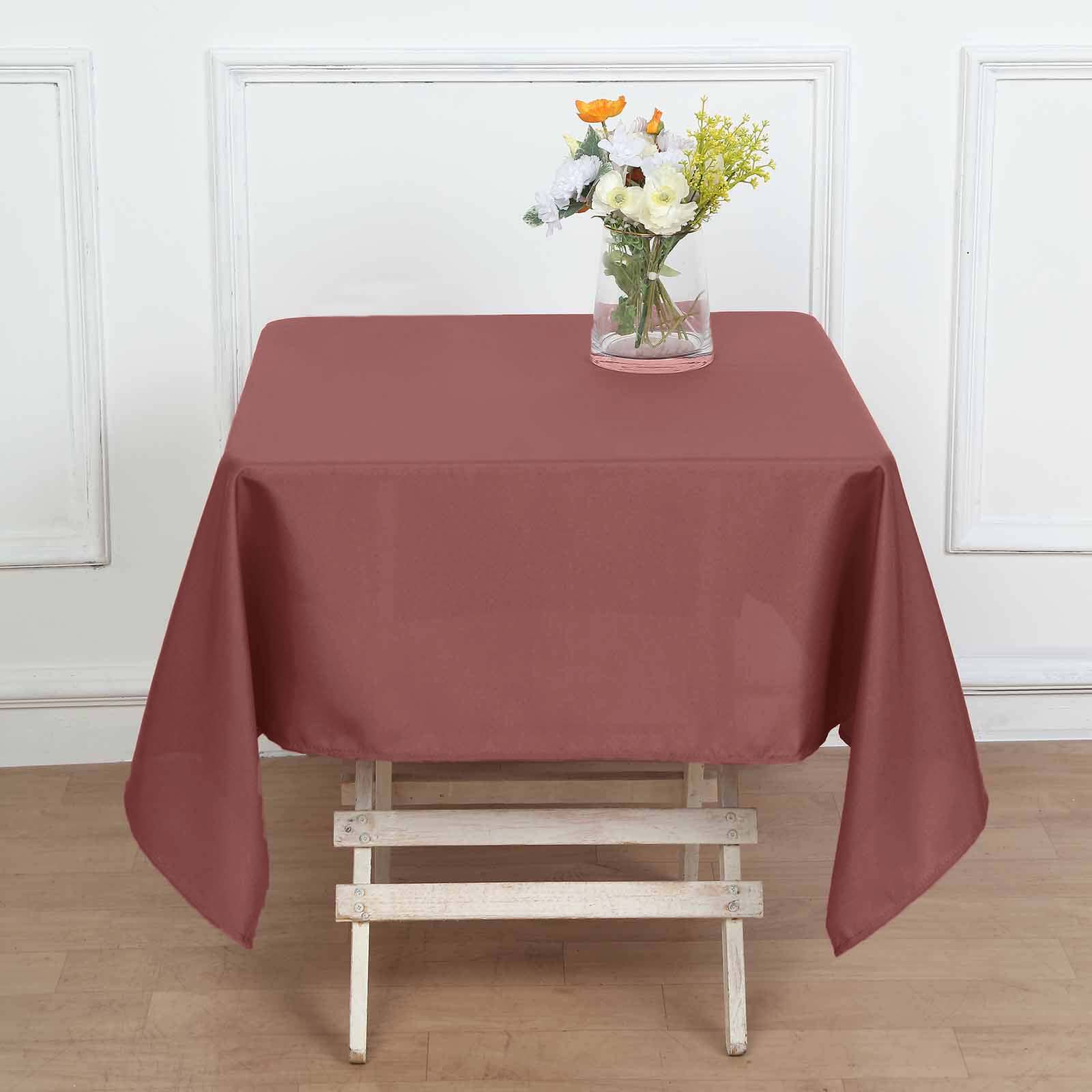 Polyester Square 54"x54" Tablecloth Cinnamon Rose - Wrinkle-Resistant & Durable Table Cover