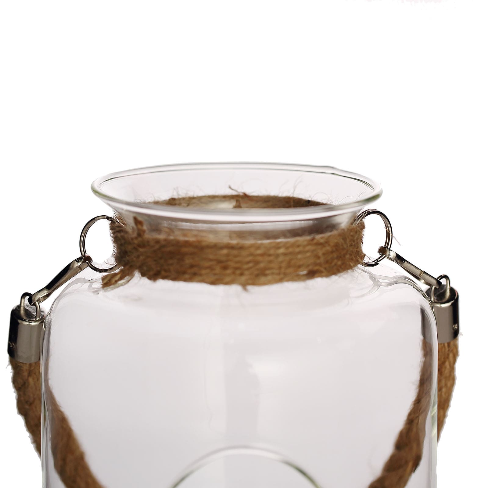 2-Pack Glass Vase Jars Clear with Twine Rope Handle - Rustic Hanging Terrariums for Events 16"